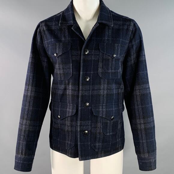 GRAYERS Size M Navy Green Wool Blend Snap Pockets Shirt Jacket - Picture 1 of 4
